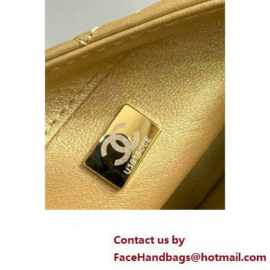 Chanel Lambskin, Resin  &  Gold-Tone Metal Small Flap Bag with Top Handle AS4848 Gold 2024